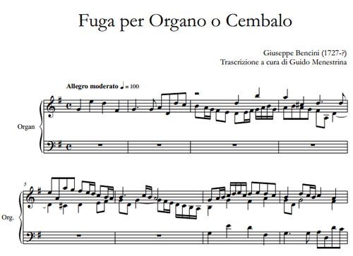 Giuseppe Bencini (1727-?) - Fuga per Organo o Cembalo
