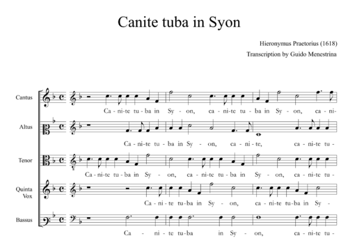Hieronymus Praetorius - Canite tuba in Syon a 5 (1618)