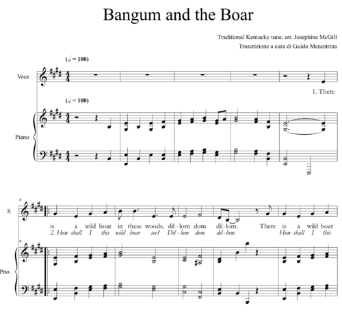 Bangum and the boar Kentucky folk tune
