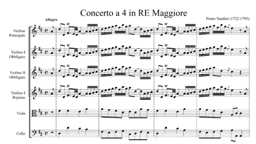 Pietro Nardini (1722-1793) - Concerto a 4 in re maggiore
