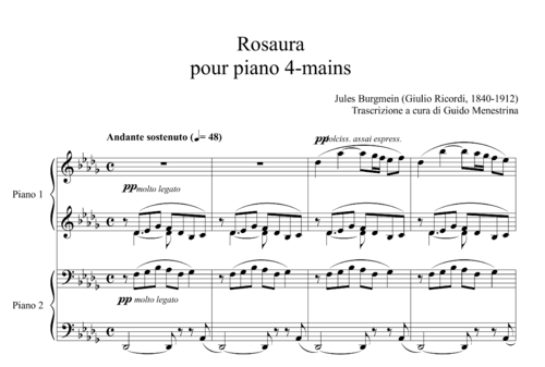 Jules Burgmein (Giulio Ricordi) - Rosaura per piano a 4 mani (1897)