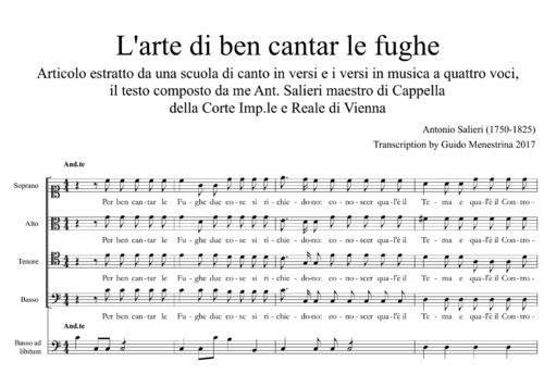 Antonio Salieri (1750-1825) - L'arte di ben cantare le Fughe