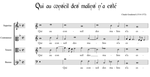 Claude Goudimel - Psaume 1 Qui au conseil des malins (1564)