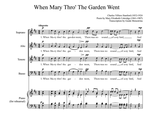 Charles Villiers Stanford - When Mary thro' the garden went SATB