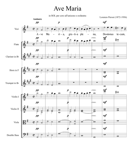 Lorenzo Perosi - Ave Maria in SOL per coro all'unisono e orchestra