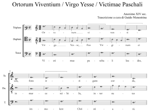 Ortorum Viventium - Virga Yesse - Triplum e Mottetto sul cantus firmus Victimae Paschali - Sec. XIV