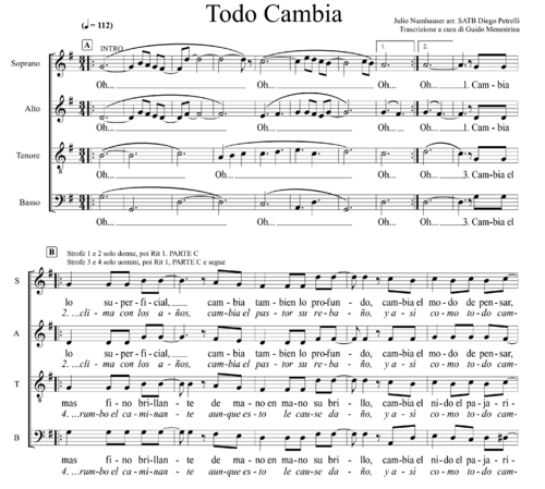 Todo Cambia (Julio Numhauser) - SATB version by Diego Petrelli